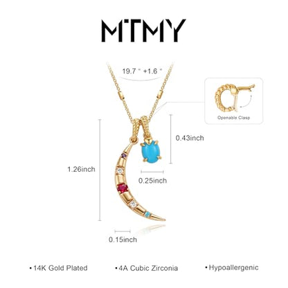 MTMY Gold Moon Pendant Necklace for Women,14K Gold Plated Dainty Chain Crescent Moon Sun Star Necklace Jewelry - style: mix moon