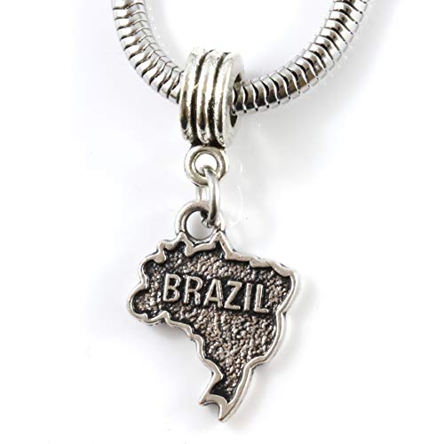 Dave The Bunny Brazil Map Pouch Brasil Country Snake Chain Charm Necklace