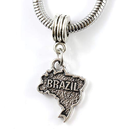 Dave The Bunny Brazil Map Pouch Brasil Country Snake Chain Charm Necklace