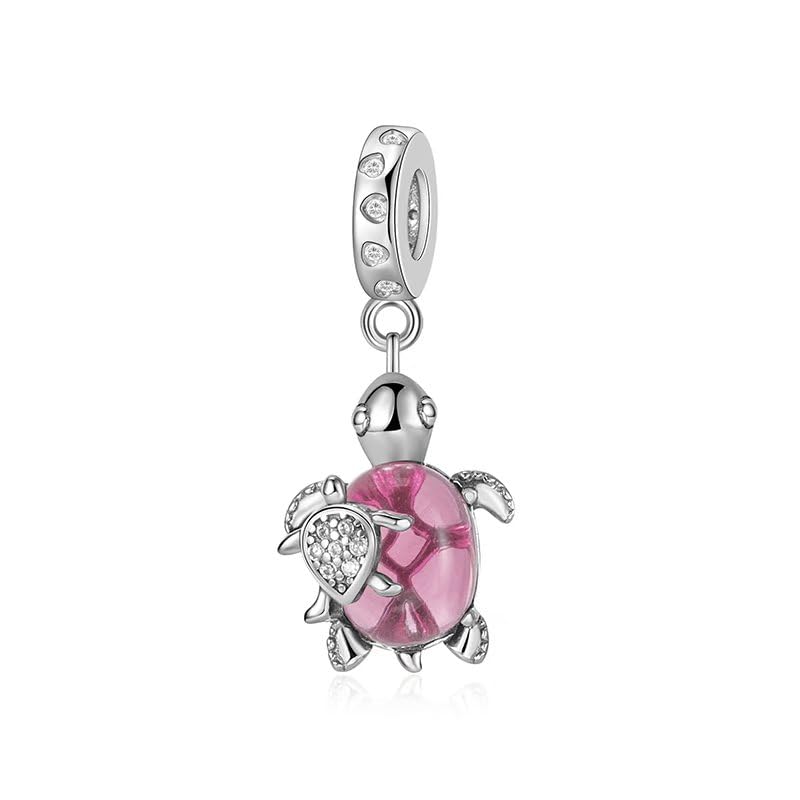 Gold Flower Family Charms for Bracelet Bead Charm for Women Jewelry Present - style: Pink Turtle
