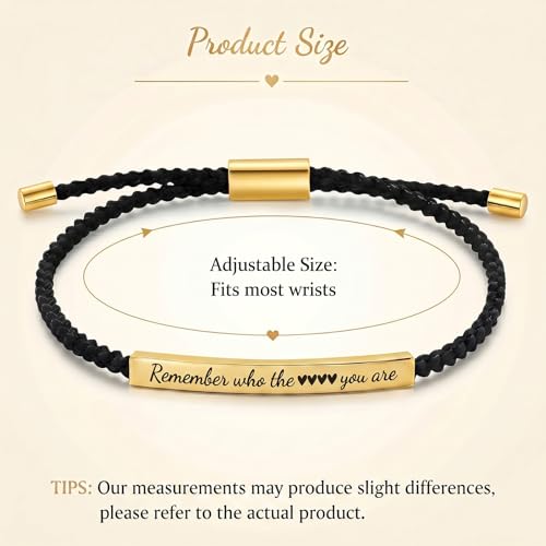 Frodete Dont Let The Hard Days Win Bracelet Inspirational Gifts for Women Adjustable Braided Tube Bracelet Gifts for Friends - color: A2:black gold
