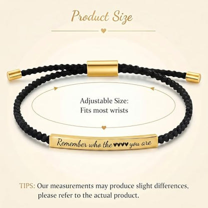 Frodete Dont Let The Hard Days Win Bracelet Inspirational Gifts for Women Adjustable Braided Tube Bracelet Gifts for Friends - color: A2:black gold