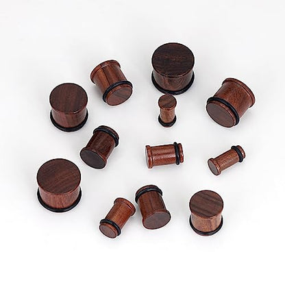 Qmcandy 2g-13/16 inch Sun Moon Natural Wood Wooden Acrylic Ear Tunnels Plugs Piercing Gauge Expander Set - color: B 6pcs 00g(10mm)