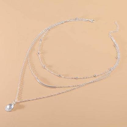 Layered Gold Necklace for Women Boho Turquoise Beaded Chain Set with Long Coin Pendant Trendy Y Necklace for Everyday Jewelry Gifts boho fashion fall fashion jewelry womens fashion - color: C-Multi layer droplet gemstone U-shaped tube pendant necklace