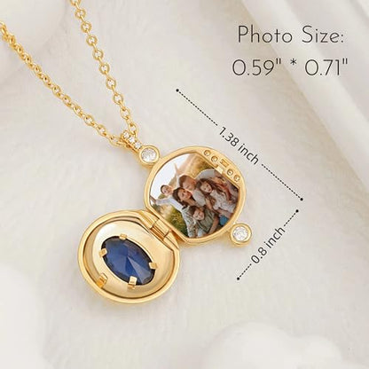 18k Gold Plated Chain Link Necklace for Women, Baroque Pearl/Compass Pendant Necklace - color: Locket