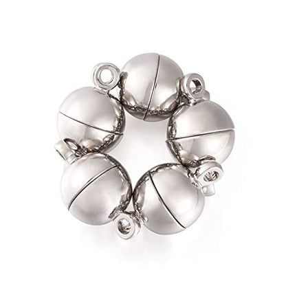 Craftdady 20 Sets Platinum Round Magnetic Clasps 14.5x8mm Magnet Converters Locking Clasps for Jewelry Bracelet Necklace Making Hole:1.6mm - color: Platinum