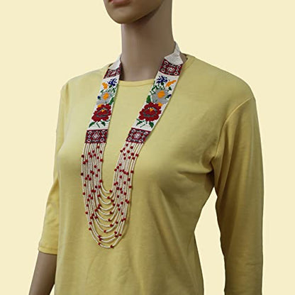 Handmade Native American Style Tribal ethnic Seed Bead Beaded Layered Medallion Necklace La-8