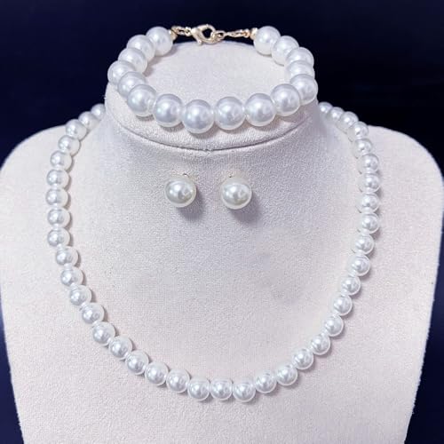 Pearl Jewelry Set for Women Pearl Necklace and Earring Set Bridal Jewelry Set for Wedding Elegant Pearl Jewelry - color: A2:SET-3