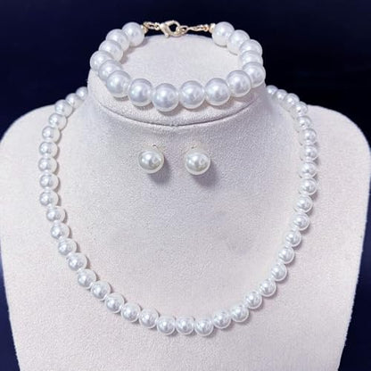 Pearl Jewelry Set for Women Pearl Necklace and Earring Set Bridal Jewelry Set for Wedding Elegant Pearl Jewelry - color: A2:SET-3
