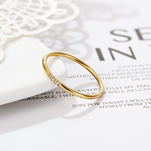 Women's Stainless Steel 1MM Thin Plain Midi Stacking Ring Band Comfort Fit, Size 3 to 10 - color: Dome - G (with 3 cz)