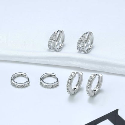Surgical Steel Small Huggie Hoop Earrings Set for Women Hypoallergenic