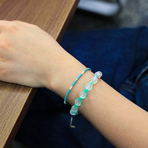 KELITCH Women Friendship Bracelet Seed Beads Miyuki Thin Strand Bracelets Adjustable Boho Jewelry - color: Green 62N