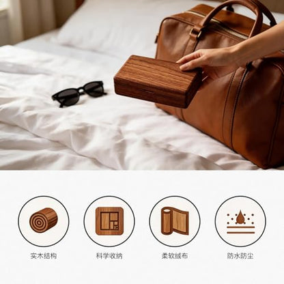 Small Wooden Jewelry Box | Versatile Mens Jewelry Box with Earring & Ring Organizer for Travel & Vanity Display