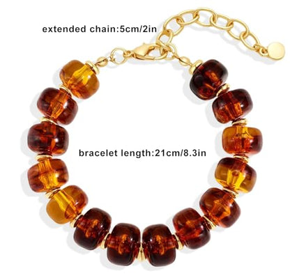 Beaded Bracelets Multicolor Acrylic Resin Beads Bracelet for Women - color: Brown