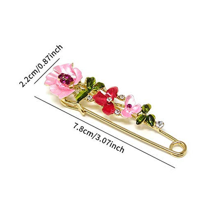 "Honbay 3PCS Stylish Chic Flower Brooch Large Safety Pins for Sweaters, Shawls, Collars, Dresses and Most Clothes"