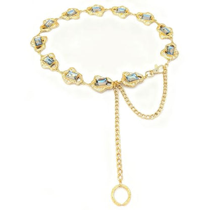 Women's Chain Belt Adjustable Rhinestone Metal Waist Belts for Women Ladies Chain Belt for Dresses - color: S-01