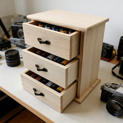 2-Pack Unfinished Solid Pine Wood Box with 3 Mini Drawers, Blank Natural Wooden Jewelry Organizer, Paintable and Carvable Storage Box for Arts, Crafts and DIY Projects