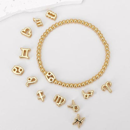 Gold 12 Constellations Bracelets for Women, 18K Gold Plated Beaded Stretch Bubble Bracelets Charm Jewelry Bracelet Gifts for Birthday Mother's Day Valentines Christmas - color: Cancer
