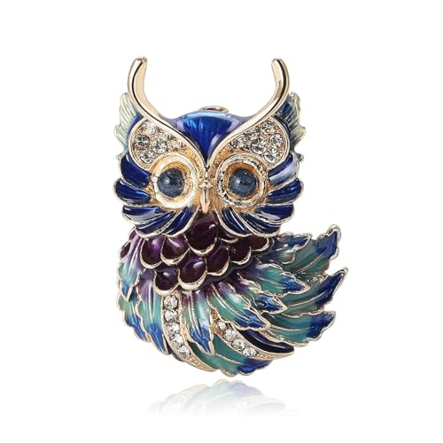 Owl Brooch Pins for Women, Blue Eyes Owl Brooch Pin, Cute Owl Animal Brooch Lapel Pin, Bohemian Owl Bird Brooches Pins for Women Hat Bag Suit Dress Accessories Jewelry - color: Blue