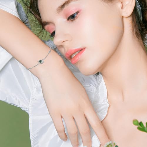 925 Sterling Silver Bohemia Hawaiian Beach Mermaid Floral Bracelet Birthday Graduation Gifts for Women with Gifts Box - style: 21A-Vine Moss Agate