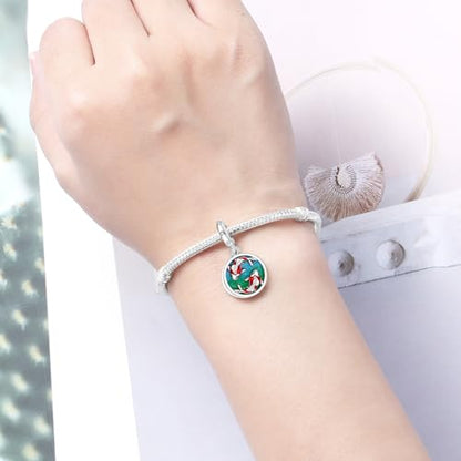 925 Sterling Silver Charms Bead for Bracelets Necklaces, Star Moon Crescent Sun Solar Pendent, Blue Ocean Starfish Shells Turtle Crab Starry Sea Cute Jewelry Birthday Gifts for Women Men - style: Koi fish charms