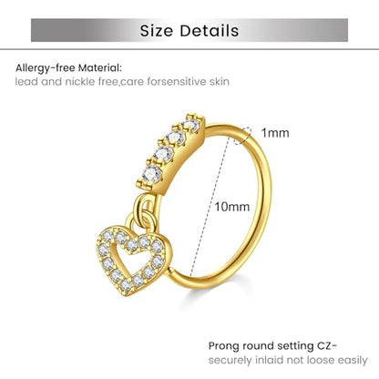 Briana Williams 18G 20G Nose Rings for Women Nose Piercings Nose Rings Hoops Nose Studs Surgical Steel Nose Ring Silver Gold Nose Piercing Jewelry - color: D1 -18g, gold