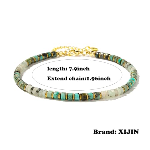 XIJIN Natural Stone Beaded Anklets for Women Handmade Beach Boho Turquoise Beads Ankle Bracelet Jewelry Gift for Her - color: L