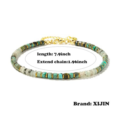 XIJIN Natural Stone Beaded Anklets for Women Handmade Beach Boho Turquoise Beads Ankle Bracelet Jewelry Gift for Her - color: L