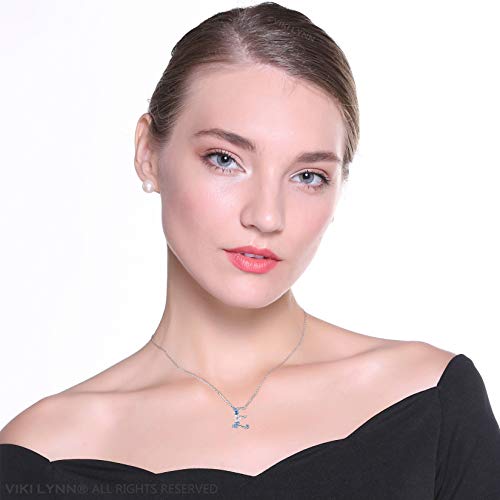 VIKI LYNN Initial Necklace for Women 925 Sterling Silver Initial A to Z Letter Pendant Necklace with Blue Flower Cubic Zirconia Birthday Engagement Gift for Women,Mom, Couple - style: Letter E