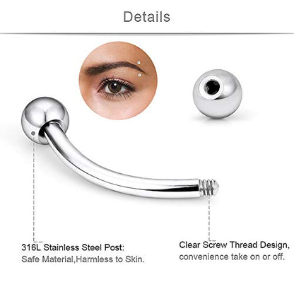 SCERRING 16G Eyebrow Rings Tragus Helix Rook Daith Earrings Lip Ring Barbell Body Piercing Jewelry Retainer 6mm 8mm 10mm 20-30PCS - style: 30PCS - 8mm Mix Color