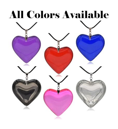 Large Red Semi-Transparent Solid Glass Heart Pendant Necklace - style: Small Pink