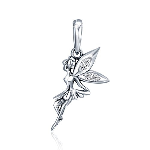 BISAER 925 Sterling Silver Charms for Bracelets Cat Dog Sloth Animal Beads Butterfly Fairy Heart Dangle Pendant Charms - color: Fairy