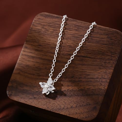 Gold Silver Necklace for Women, Dainty Cubic Zirconia Pendant | Teardrop CZ Charm, 14K Gold/Sterling Silver Plated, Adjustable Chain, Hypoallergenic & Waterproof Jewelry, Cute Trendy Gift - color: Silver-Clover necklace