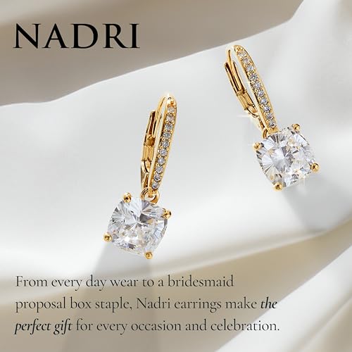 NADRI Cushion Cut CZ Leverback Earrings - color: Gold