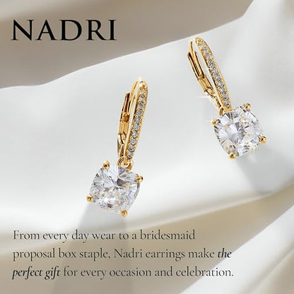 NADRI Cushion Cut CZ Leverback Earrings - color: Gold