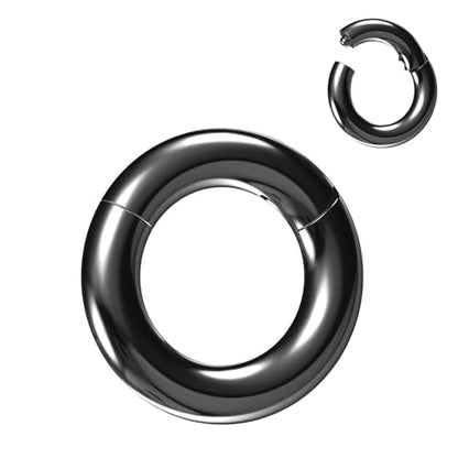 4G/6G/8G/10G/12G/14G/16G/18G/20G Hypoallergenic Nose Hoop Rings Steel Hinged Clicker Segment Gold/Rose Gold/Black/Pink Color - style: 1pc: 6g×14mm Black