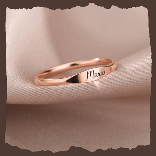 Custom Ring for Women 925 Sterling Silver Name Rings Personalized Initial Ring Engraved Stackable Letter Ring Christmas Birthday Gifts For Mom Grandma Sisters Girlfriend - color: Style 2-Rose Gold