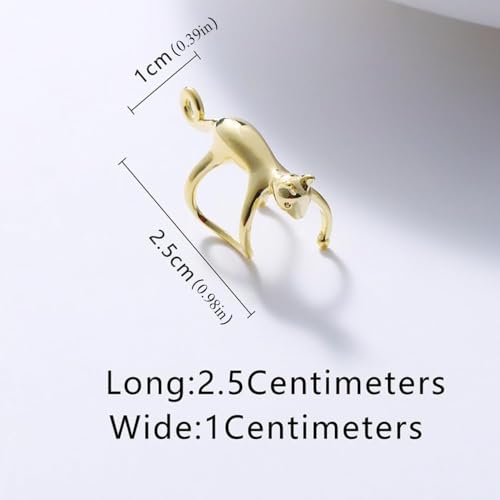 Sterling Cat Ear Cuff for Women, Cute No Piercing Cat Climber Earrings, Dainty Animal Crawler Cartilage Gifts - color: Silver