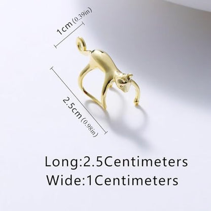 Sterling Cat Ear Cuff for Women, Cute No Piercing Cat Climber Earrings, Dainty Animal Crawler Cartilage Gifts - color: Silver