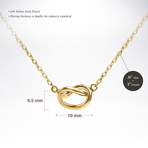 PAVOI 14K Gold Plated Dainty Cubic Zirconia Pendant Necklace for Women | Dot, Elephant, Butterfly, Pineapple, Lock, Knot, Palm Tree, Bow, Smiley Pendant | Layering Chain Necklaces - style: Knot