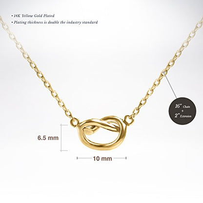 PAVOI 14K Gold Plated Dainty Cubic Zirconia Pendant Necklace for Women | Dot, Elephant, Butterfly, Pineapple, Lock, Knot, Palm Tree, Bow, Smiley Pendant | Layering Chain Necklaces - style: Knot