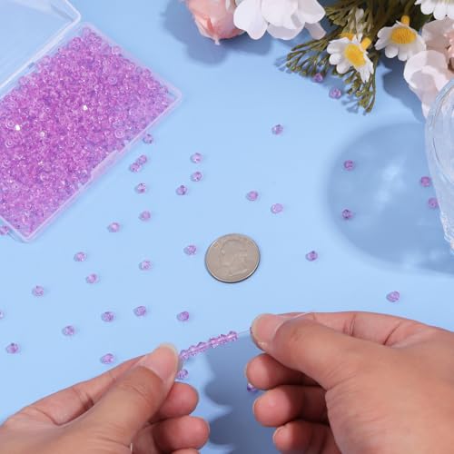 1000Pcs 4mm Faceted Crystal Glass Bicone Beads Loose Bead for DIY Bracelet Necklace Earring Keychain Jewelry Making,Amethyst - color: Amethyst