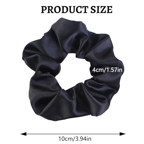Satin Scrunchies for Women, 5PCS Black Hair Ties for Girls No Crease Frizz-Free Soft Stylish Hair Accessories Gifts