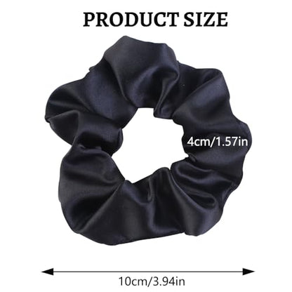 Satin Scrunchies for Women, 5PCS Black Hair Ties for Girls No Crease Frizz-Free Soft Stylish Hair Accessories Gifts