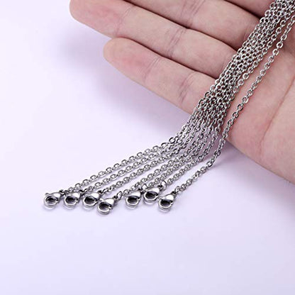 30 Pack 16 Inch Necklace Chain Stainless Steel Link Cable Chain Necklace with Lobster Clasps for DIY Jewelry Making - size: 16 Inches