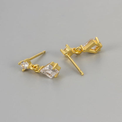Crystal Drop Dangle Earrings Gold Silver Sparkling CZ Teardrop Earrings Elegant Lightweight Jewelry - color: Gold