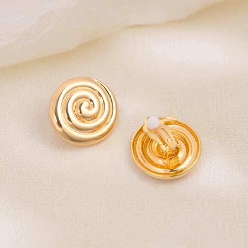 MUYAN Dainty Chunky Clip On Earrings for Women Multiple Styles Gold Silver Retro Clip Earrings - color: Gold
