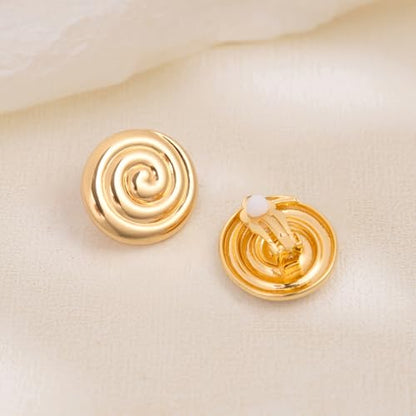 MUYAN Dainty Chunky Clip On Earrings for Women Multiple Styles Gold Silver Retro Clip Earrings - color: Gold