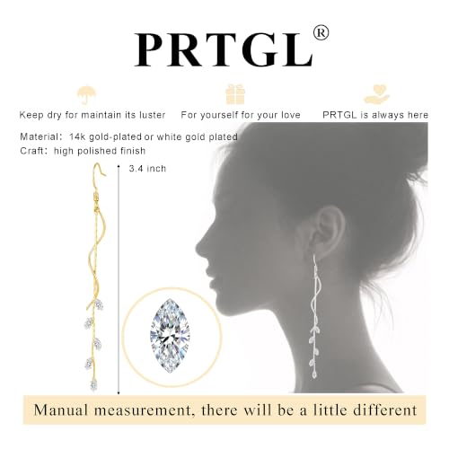 Dangle Earrings for Women - 14K Gold/White Gold/Rose Gold Plated Butterfly Heart Star Hoop Chain Long Tassel Cubic Zirconia CZ Dangle Earrings - color: gold twist fish hook