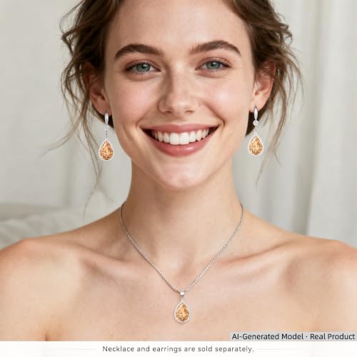 Linawe Imitation Diamond Dangle Earrings for Women Trendy, Rhinestone Drop Chandelier Earrings, Teardrop Crystal Cubic Zirconia Wedding Jewelry Set, 14K Gold/Rose Gold/Silver Tone - color: Silver,Champagne